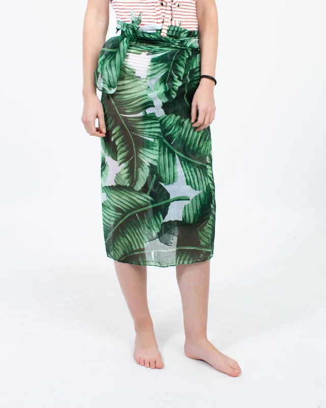 Palm Print Sarong Wrap Skirt denim skirt durable
