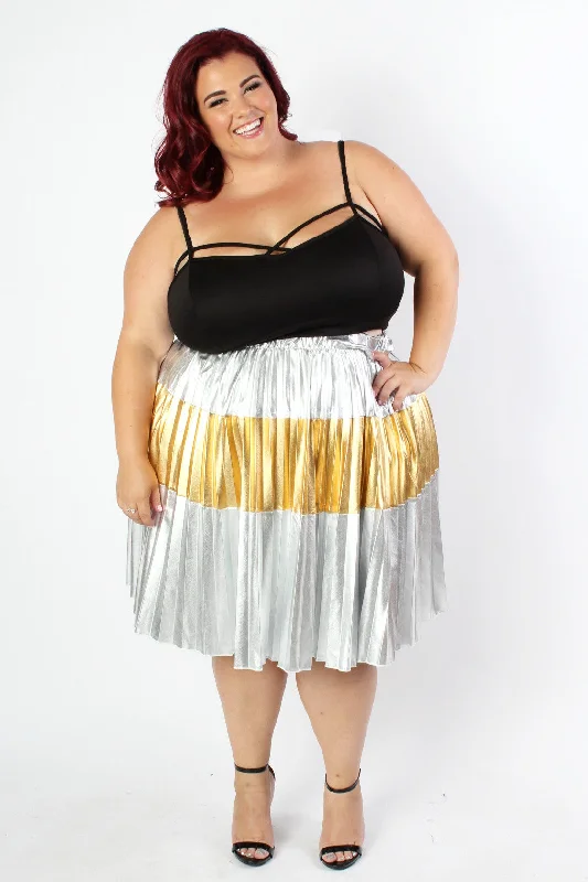 Jessica Kane Silver/Gold Pleated Skirt chiffon skirt floaty