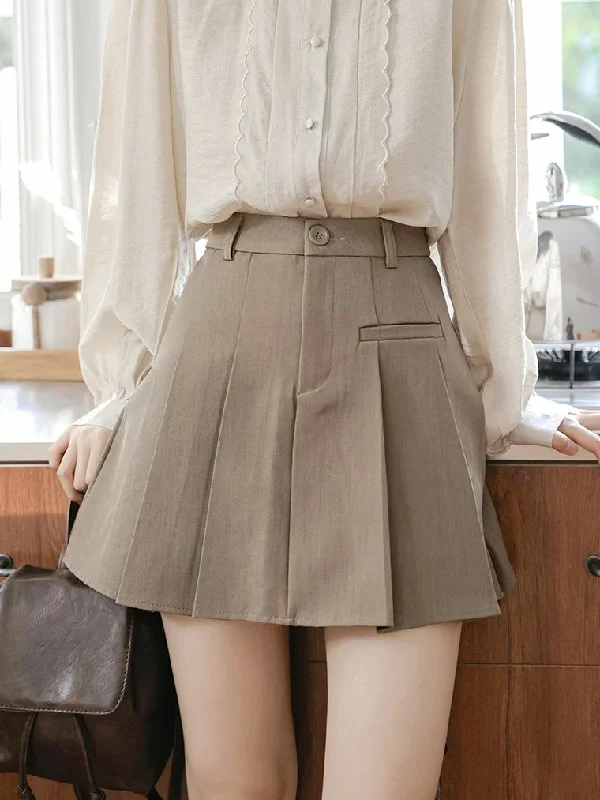 Preppy Pleated Mini Skirt (4 Colors) silk skirt lustrous