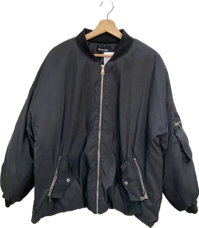 PrettyLittleThing Black Bomber Jacket UK M Belted Jacket Elasticated Jacket Padded Jacket PrettyLittleThing Black Bomber Jacket UK M Belted Jacket Elasticated Jacket Padded Jacket
