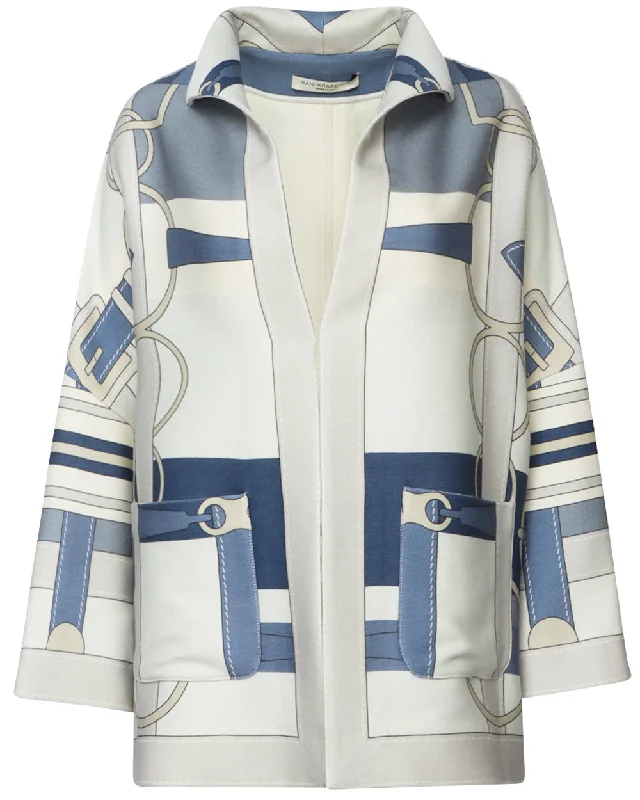 Light Blue Saddle Siena Jacket Print Jacket Jacquard Jacket Patchwork Jacket