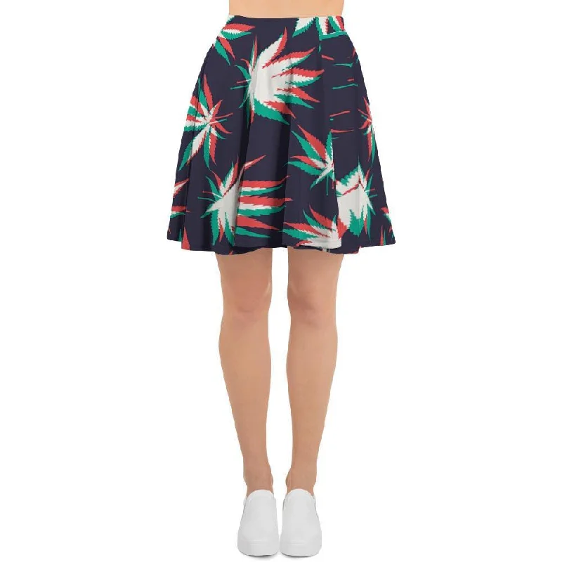 Reggae Leaf Psychedelic Women's Skirt linen skirt airy