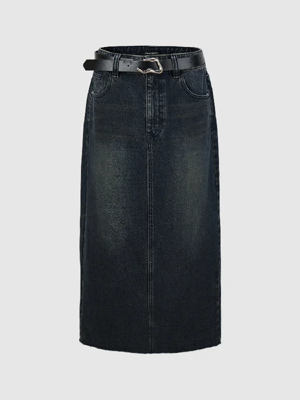 Regular Denim Skirts linen skirt breathable