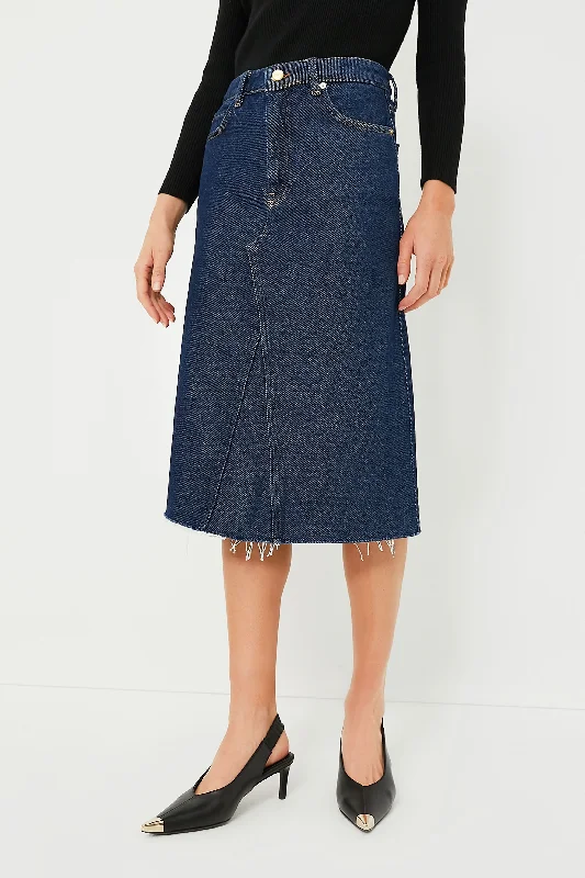 Rinse Heavy Denim Midi Skirt cotton skirt soft