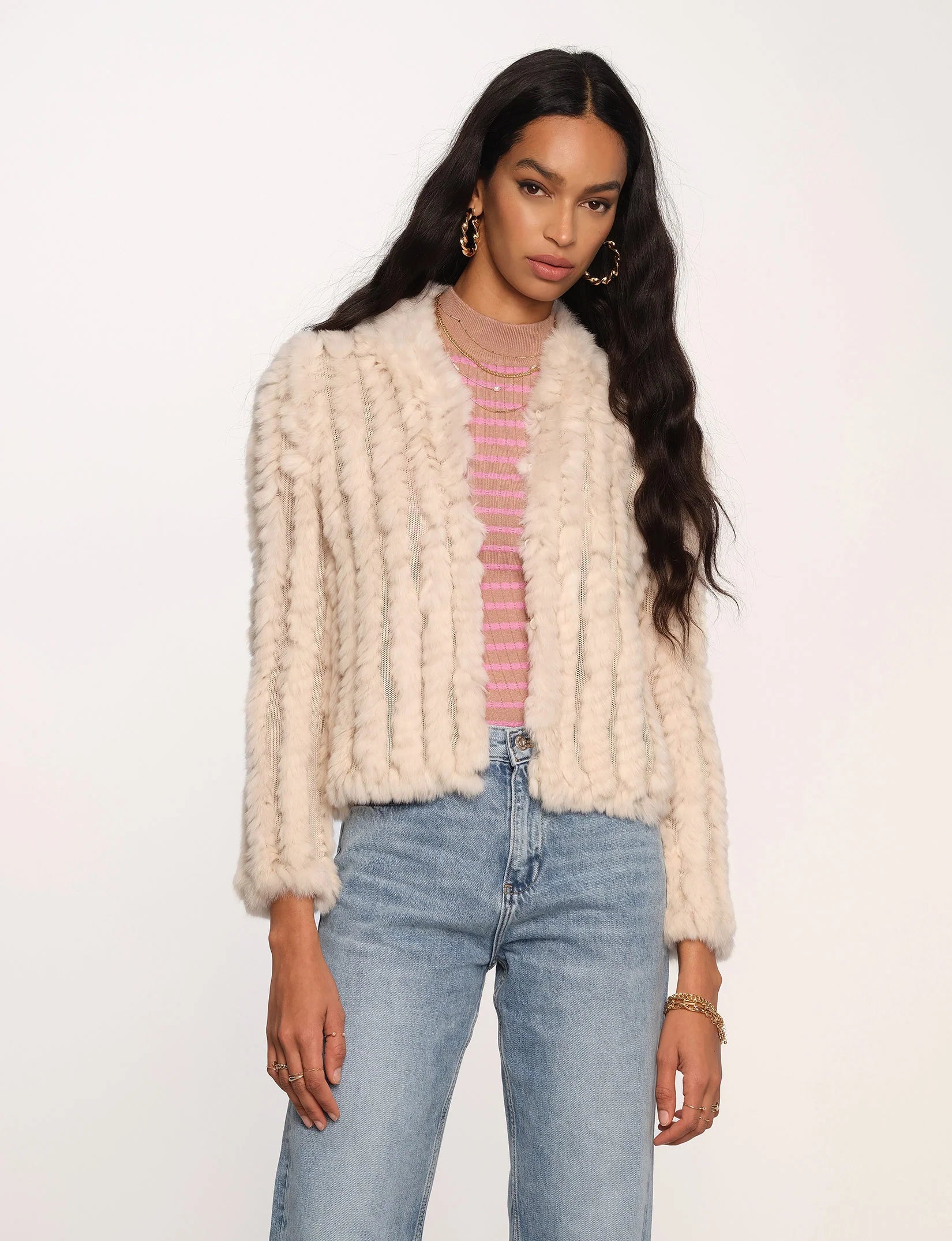 Rosa Fur Jacket - Putty Anorak Shell Jacket Lightweight Jacket