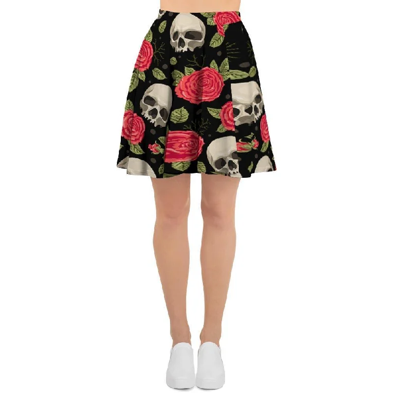 Rose Skull Women's Skirt chiffon skirt delicate