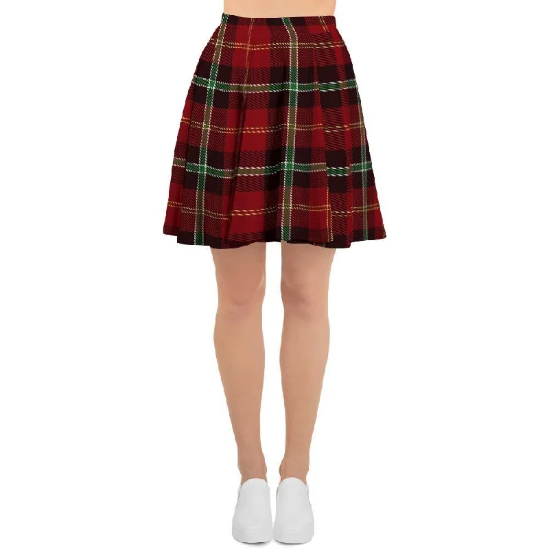 Royal Stewart Red Plaid Tartan Women's Skirt a-line skirt cut