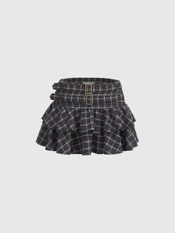Ruffle Hem Mini A-Line Skirts velvet skirt plush