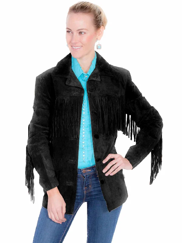 Scully Womens Notched Lapel Fringe Black Leather Leather Jacket XXL Rayon Jacket Velvet Jacket Corduroy Jacket