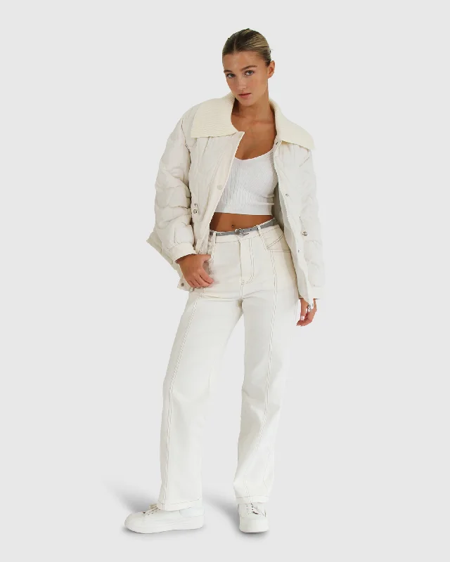 See You Again Quilted Jacket - Cream Cotton Jacket Linen Jacket Terry Jacket