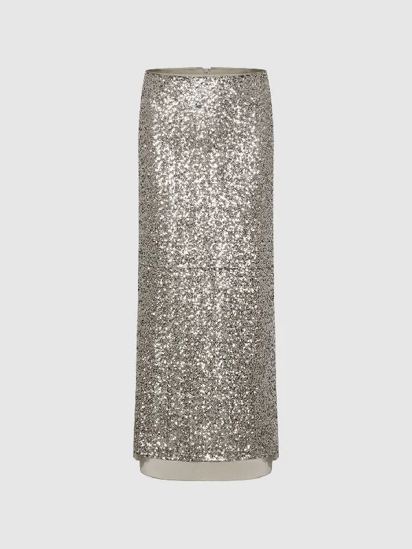 Sequin Straight Skirts wrap skirt elegant
