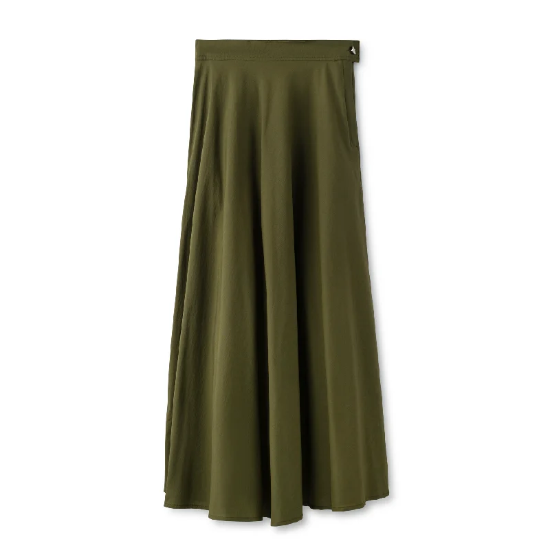 Signature Summer Circle Midi Skirt IN:Olive flowy skirt hem