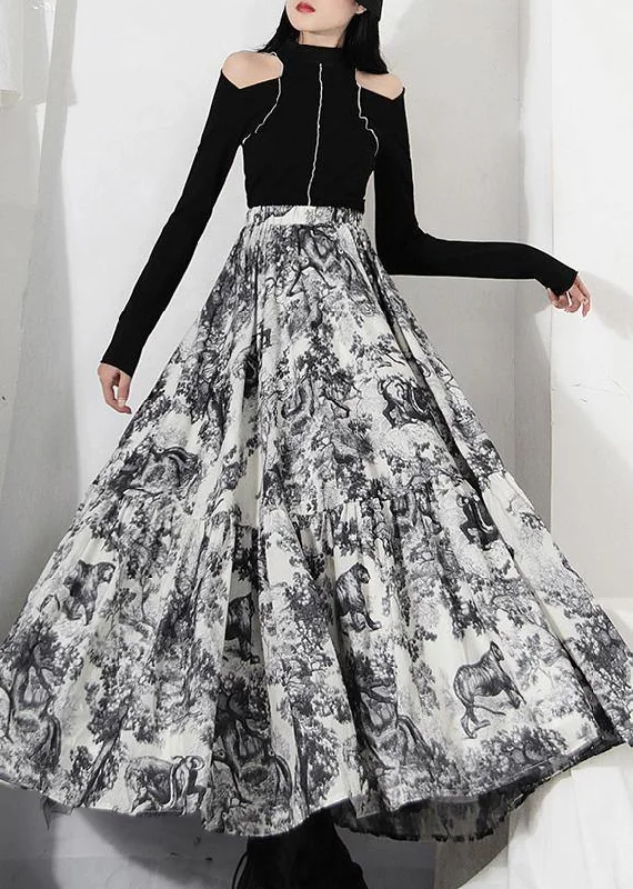 Simple Print Patchwork Summer Chiffon Skirts velvet skirt luxury