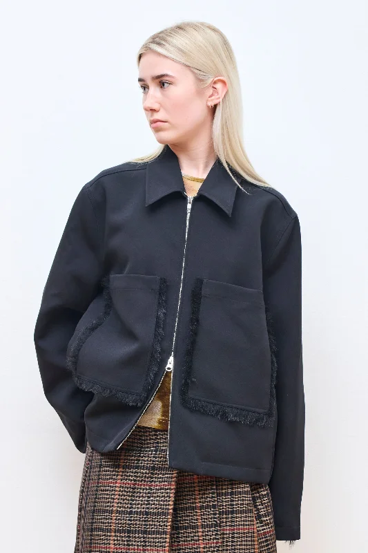 Zip Up Patch Pocket Jacket Black Quilted Jacket Puffer Jacket Insulated Jacket