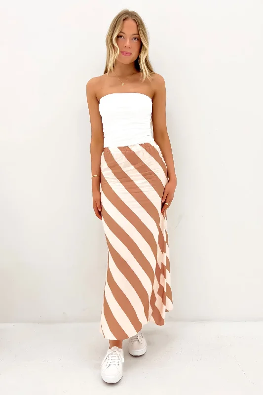 Soren Maxi Skirt Brown breathable skirt fabric