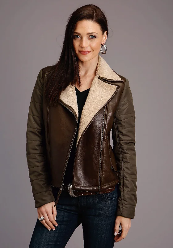Stetson Womens Dark Brown Leather Motorcycle Jacket Print Jacket Jacquard Jacket Patchwork Jacket Stetson Womens Dark Brown Leather Motorcycle Jacket Print Jacket Jacquard Jacket Patchwork Jacket