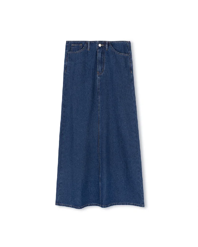 Stitch Detailed Denim Skirt linen skirt light