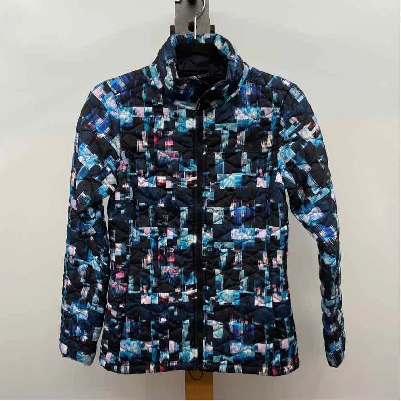 The North Face Women's Size XS Black Print Jacket Fleece Fabric Down Fabric Feather Fabric The North Face Women's Size XS Black Print Jacket Fleece Fabric Down Fabric Feather Fabric