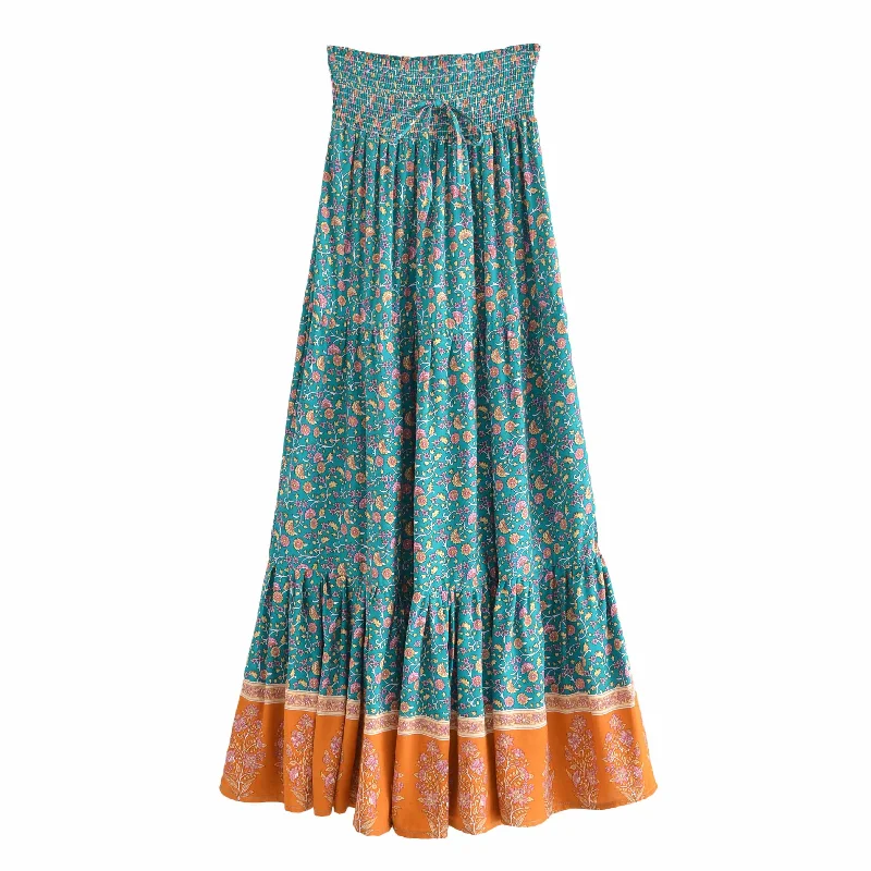 Thyra Boho Maxi Skirt ( 2 Colors ) denim skirt classic