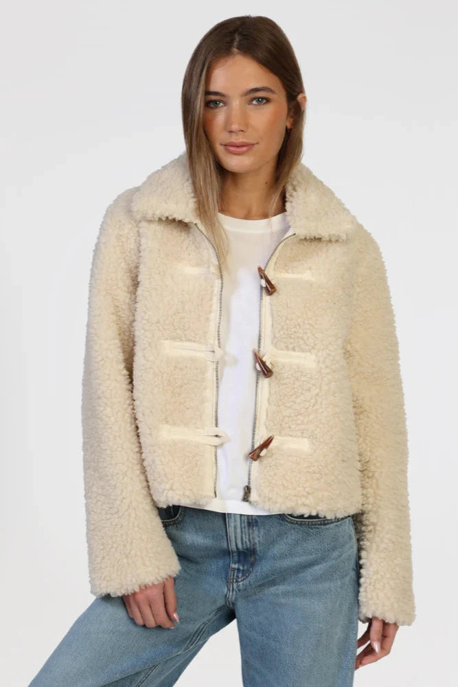 Toggle Zip Jacket - Natural Denim Jacket Leather Jacket Suede Jacket