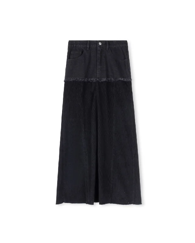 Two Tone Denim Skirt leather skirt durable