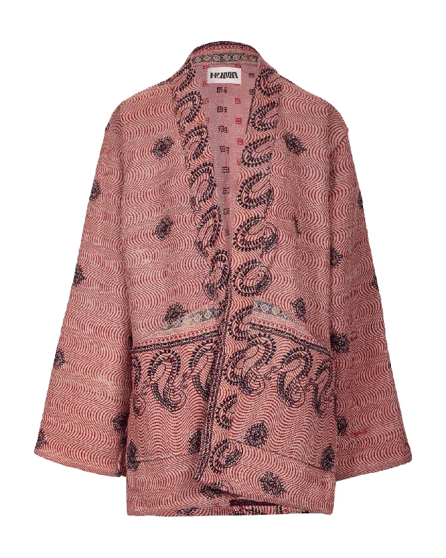 Vintage Kantha Jacket with Matching Tote Bag Zip Front Button Front Snap Front