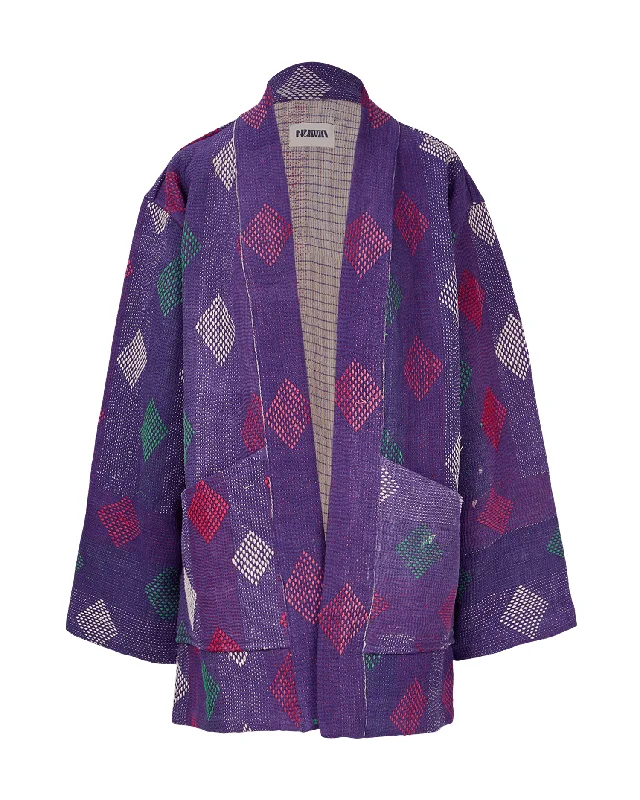 Vintage Kantha Jacket with Matching Tote Bag Hoodie Zip-Up Jacket Button-Up Jacket