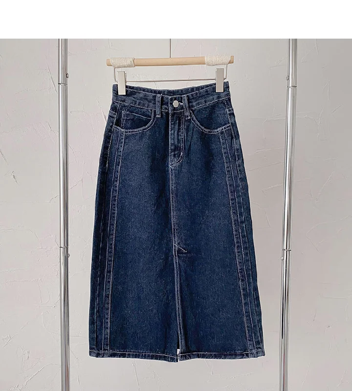 Vintage Port style split high waist denim skirt  5819 low waist skirt
