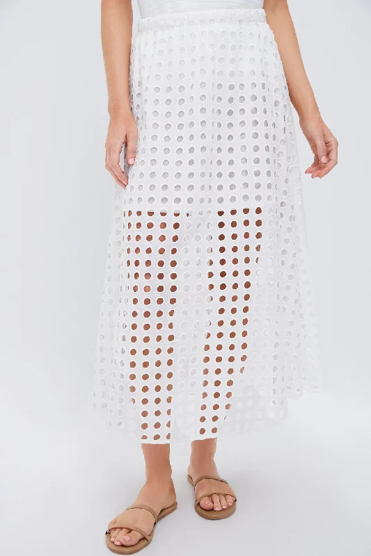 White Cotton Eyelet Eve Skirt tiered skirt playful