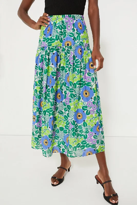 Wisteria Aura Blossom Midi Skirt relaxed fit skirt