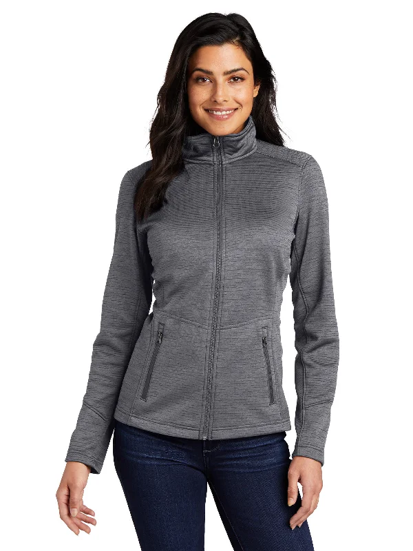 Women's Striped Fleece Jacket Tailored Jacket Straight Jacket A-Line Jacket