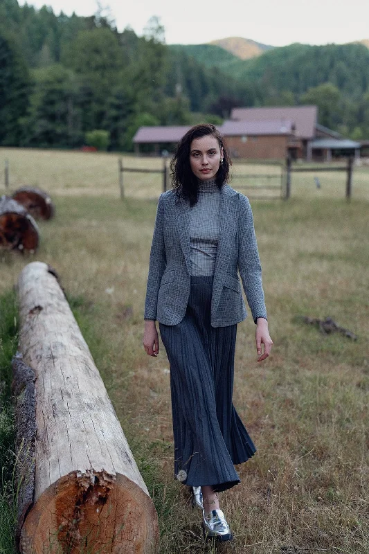 Wool Blend Pleated Skirt-Dark Grey cashmere skirt fine