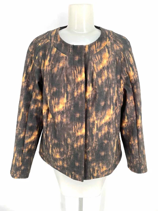 Worth Women's Brown/Black Button Up Neoprene Abstract Size M Jacket Fleece Fabric Down Fabric Feather Fabric Worth Women's Brown/Black Button Up Neoprene Abstract Size M Jacket Fleece Fabric Down Fabric Feather Fabric