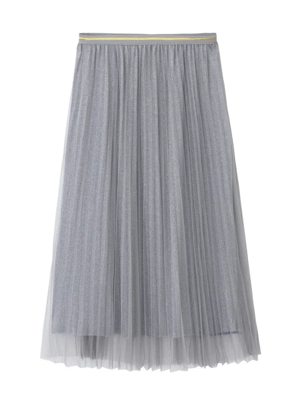 BRIGHT SILK PLEATED GAUZE SKIRT flowy skirt hem