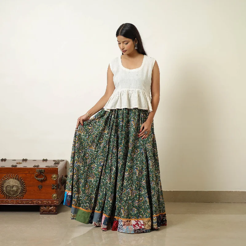 Green - Hand Block Printed Cotton Long Bagru Skirt 10 leather skirt refined