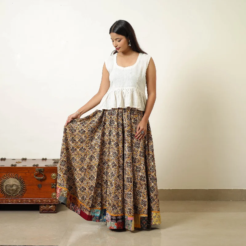 Yellow - Hand Block Printed Cotton Long Bagru Skirt 13 linen skirt relaxed