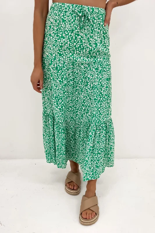 Amalfi Maxi Skirt Green chiffon skirt flowing