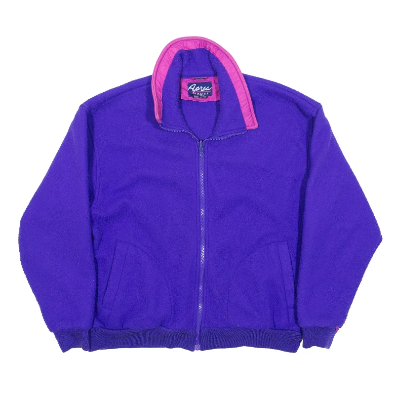 APRES SPORT Fleece Jacket Purple 90s Womens S Oversized Jacket Tailored Jacket Straight Jacket