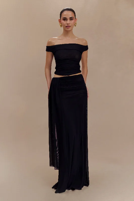 Arna Mesh Maxi Skirt - Black pencil skirt chic