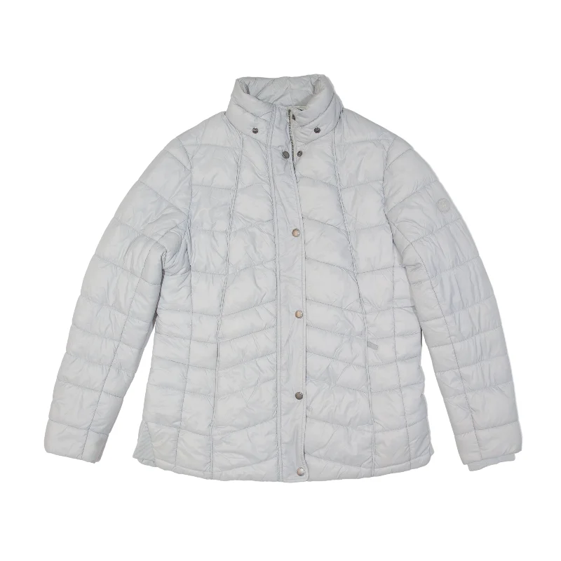 BARBOUR Bernera Quilt Fibre Down Puffer Jacket Grey Womens UK 16 Toggled Jacket Drawstring Jacket Belted Jacket