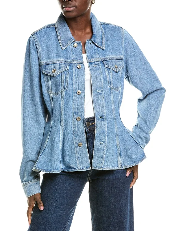 7 For All Mankind Flounce Trucker Jacket Front Pockets Side Pockets Patch Pockets