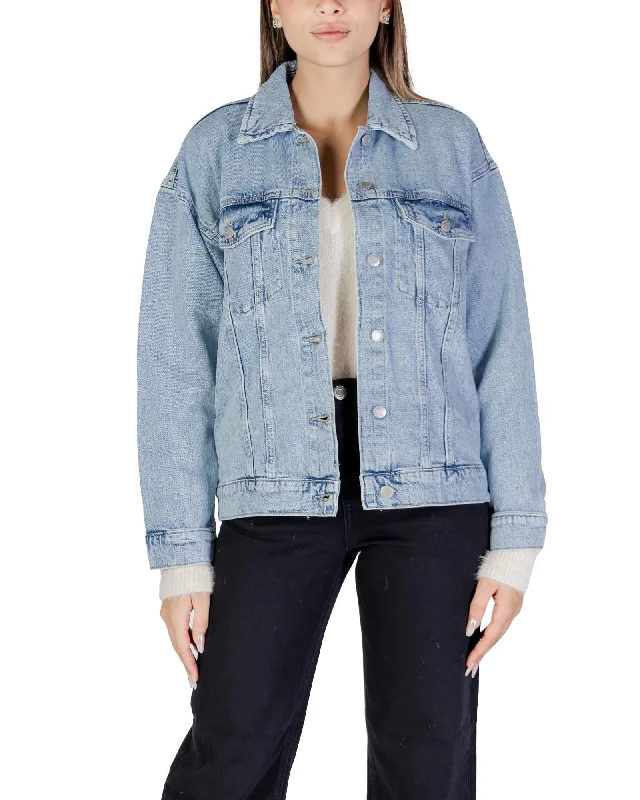 Vero Moda  VMOVILLA Women's Denim Jacket - Blue Faux Fur Jacket Real Fur Jacket Shearling Jacket