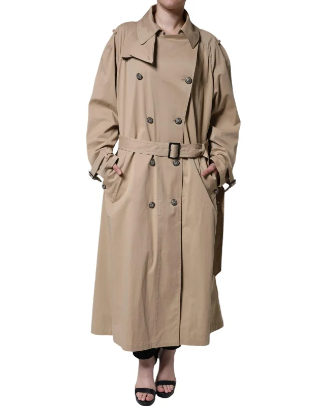 Dolce & Gabbana Double Breasted Trench Coat Jacket with Logo Details A-Line Jacket Boat Neck Shawl Collar