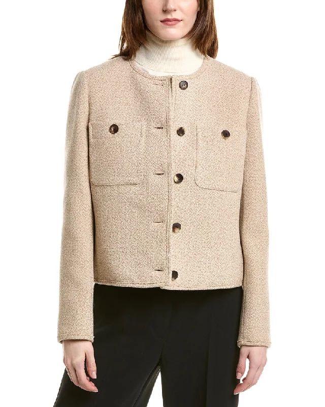 Lafayette 148 New York Patch Pocket Wool Jacket Wool Jacket Cashmere Jacket Tweed Jacket