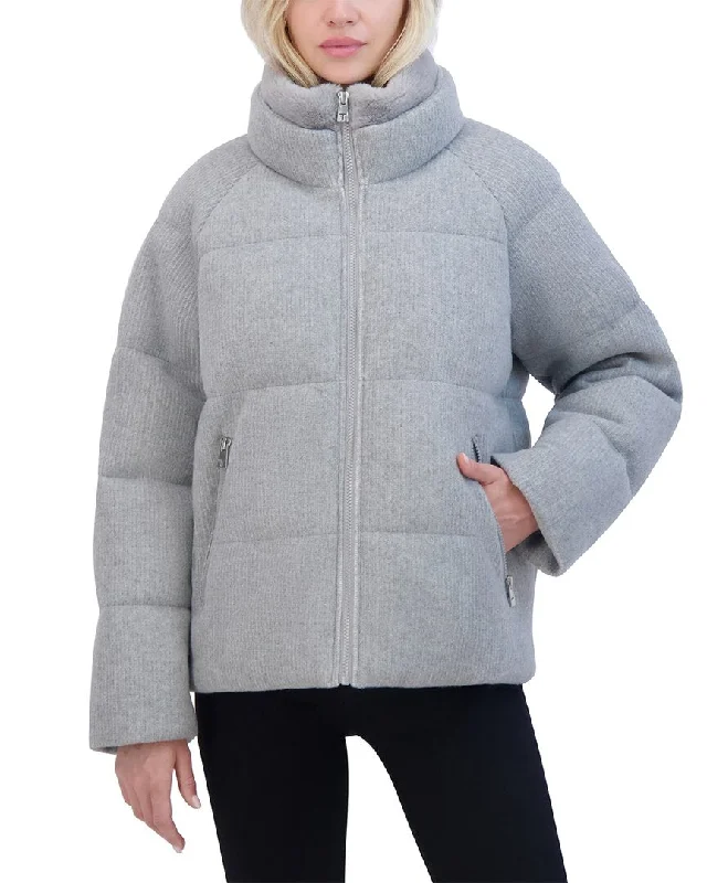 Tahari Puffer Jacket Front Pockets Side Pockets Patch Pockets