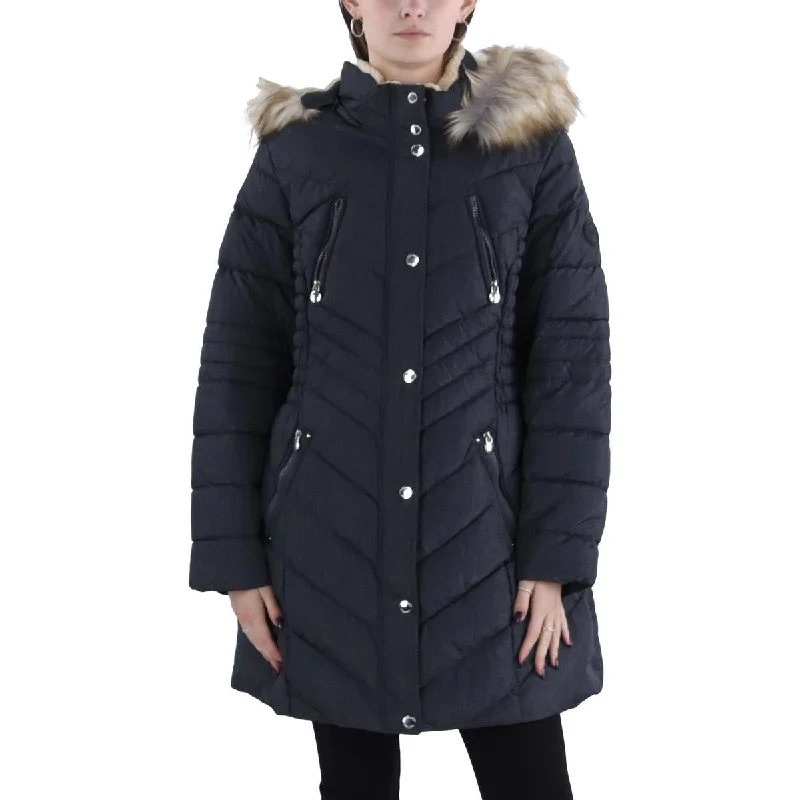 Plus Womens Faux Fur Trim Hooded Puffer Jacket Quilted Jacket Puffer Jacket Insulated Jacket