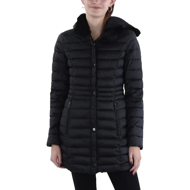 Womens Hooded Long Puffer Jacket Belted Jacket Elasticated Jacket Padded Jacket