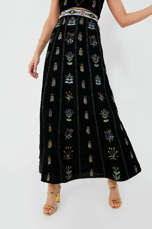 Black Camille Agra Embroidered Skirt lace skirt romantic