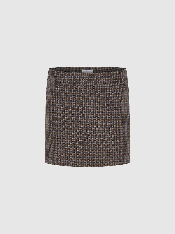 Checkered Mini Straight Skirt corduroy skirt cozy