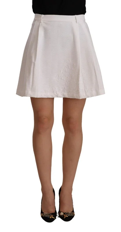 Ermanno Scervino Chic High Waist A-Line Mini Skirt linen skirt natural